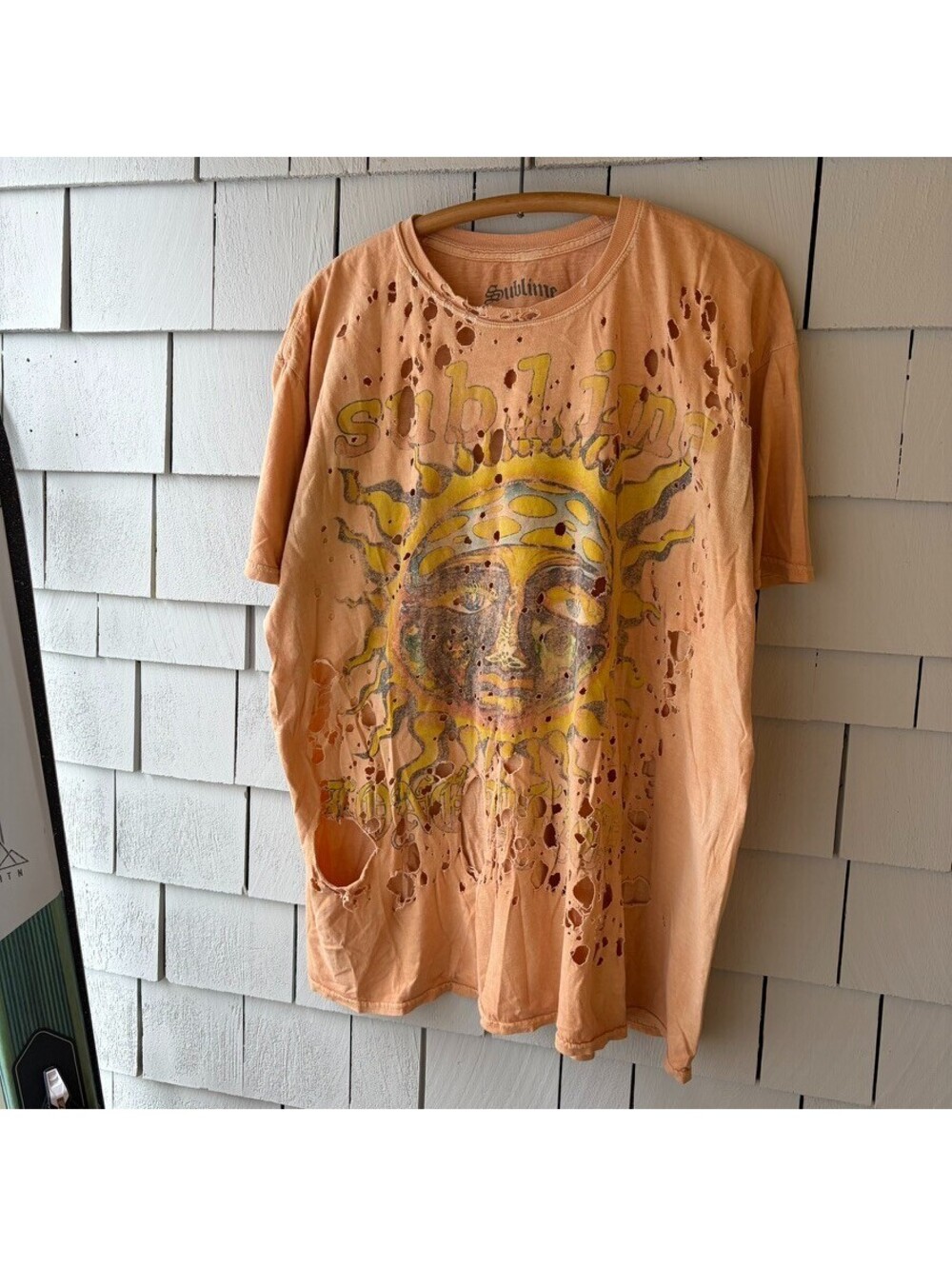 Thrashed Sublime Sun Tee Fits XL Peach Distressed Hippie